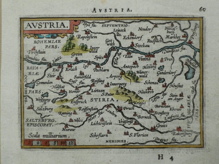 歐洲, 地圖 - 奧地利 / 維也納 / 薩爾斯堡; Philippe Galle - Austria - 1581-1600