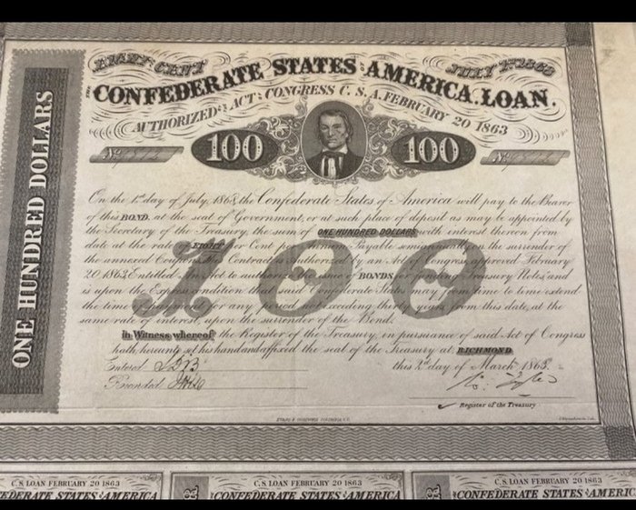Colección de bonos y acciones - Acciones Bonos Bonos Estados Unidos 1863
