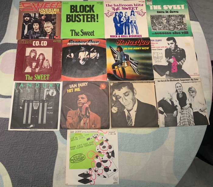 Status Quo, the Sweet; Ian Dury - Various 7" singles - Multiple titles - 45 RPM 7" Single - Various pressings (see description) - 1971