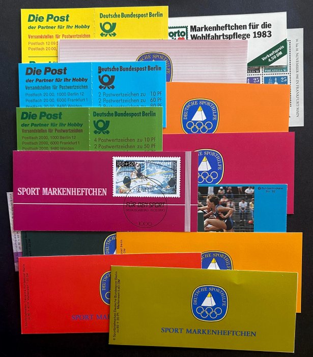 德国，联邦共和国  - 联邦共和国 - 邮票小册子 - 15 tadellose Markenheftchen, davon 10 Sportmarkenheftchen !!! Alles in Topperhaltung