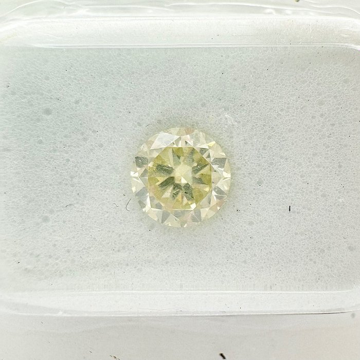 1 pcs 鑽石 - 0.80 ct - 圓形 - 淡黃帶灰綠色 - SI2, No Reserve Price