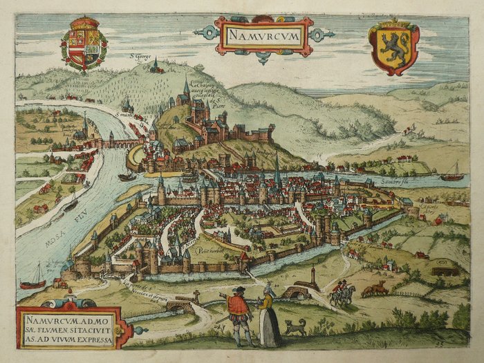 Europa, Plan urbanistic - Belgia / Namur / Namen; Lodovico Guicciardini - Namurcum - 1581-1600