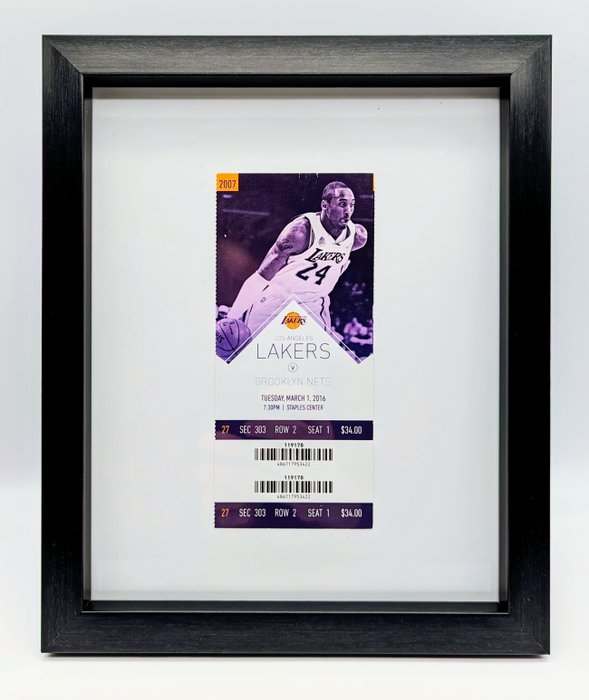 洛杉矶湖人队 - NBA - Kobe Bryant - 2016 Ticket, 科比·布莱恩特的最后一个 NBA 赛季 