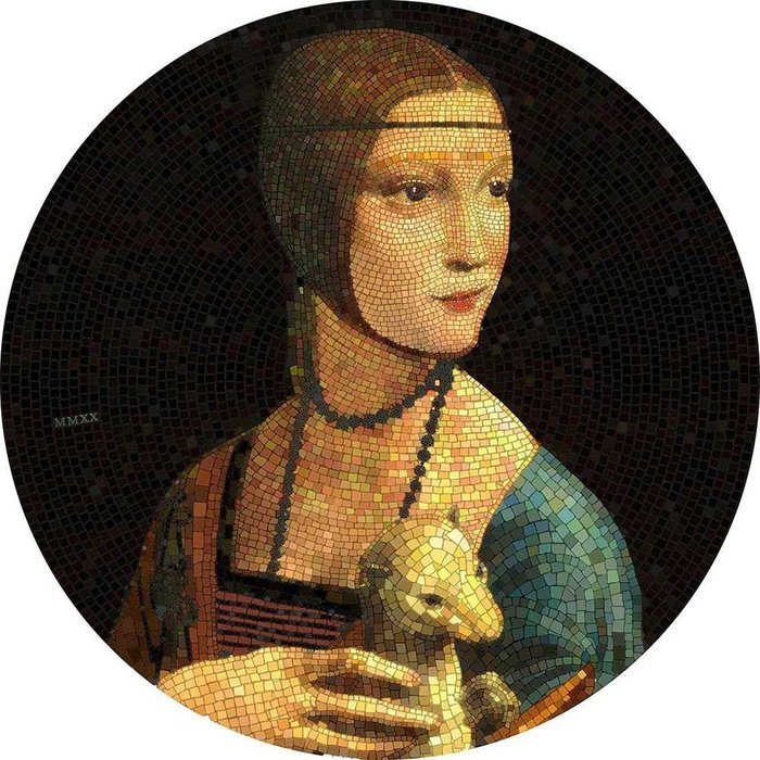 帕勞. 20 Dollars 2020 Lady With an Ermine - Da Vinci - Great Micromosaic Passion, 3 Oz (.999)