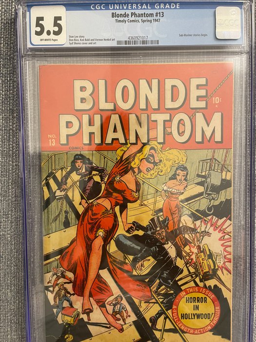 Blonde Phantom #13 - Rare Golden Age Comic - 1 Graded comic - 1947 - CGC 5.5