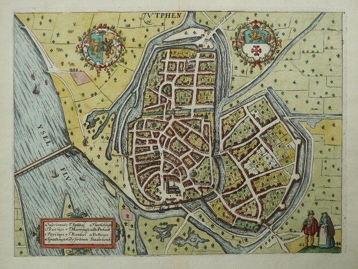 荷兰, 地图 - 聚特芬; Lodovico Guicciardini / W. Blaeu - Zutphen - 1601-1620