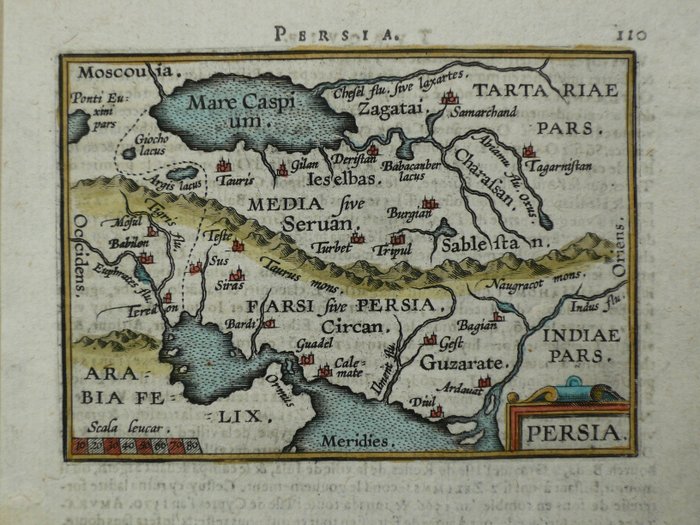 Asia, Mapa - Irak / Irán / Pakistán / Afganistán; Philippe Galle - Persia - 1581-1600