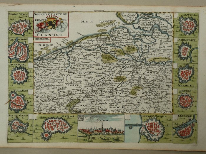 Europa, Karta - Belgien / Vlaanderen / Gent / Brugge; D. de la Feuille - Nouvelle carte du Comté de Flandre - 1701-1720