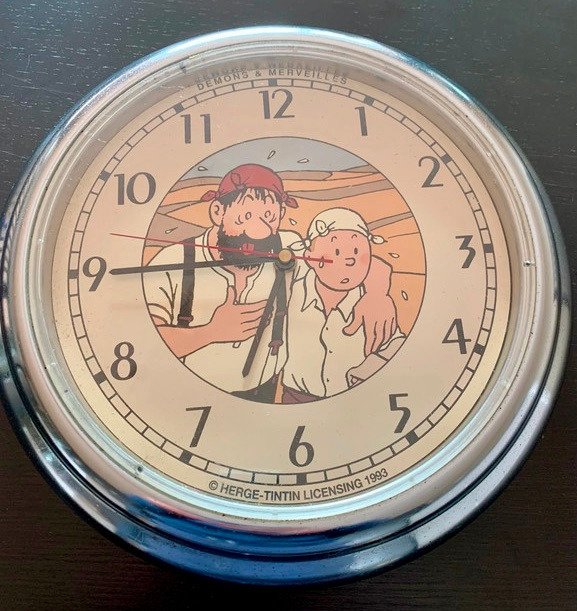 Tintin Relógio de parede "Tintim e Haddock no deserto". - Démons et merveilles - 1993