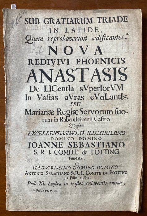 (Stanislaus Maria Lozynski) - Sub Gratiarum Triade in Lapide ... Nova Redivici Phoenicis Anastasis - 1730