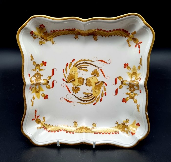 Meissen - Serviço de mesa - 1ª Escolha! Tigela quadrada exclusiva Rich Dragon Yellow com aproximadamente 21 x 21 cm - Porcelana