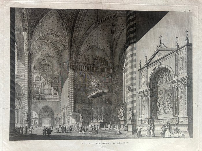 意大利, 地图 - 翁布里亚/奥维多; Domenico Pronti - Spaccato del Duomo di Orvieto - 1781-1800