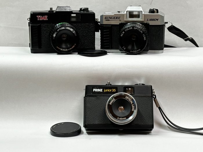 New Taiwan , Time (1985), Sincere L-100CM (1995) en Prinz Junior 35 (1975) Point-and-shoot camera's Appareil photo argentique