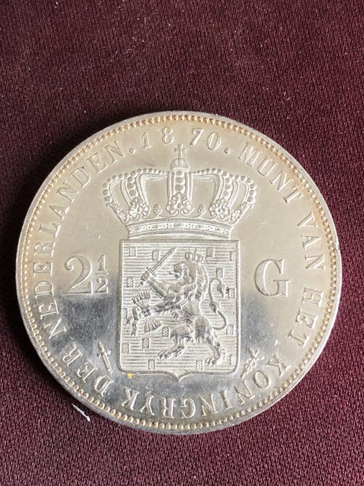 荷兰. Willem III (1849-1890). 2 1/2 Gulden 1870  (没有保留价)