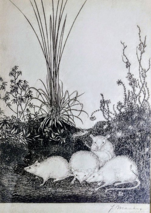 Jan Mankes (1889-1920), after - 4 Muizen in het gras
