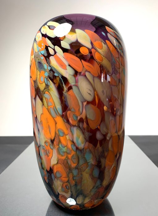 Maxence Parot - 花瓶 -  独特的彩色乳白色花瓶 25 厘米  - 玻璃