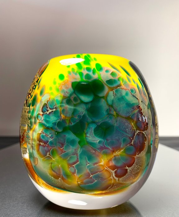 Maxence Parot - Vase -  Unik opalin og guldfarvet vase  - Glas
