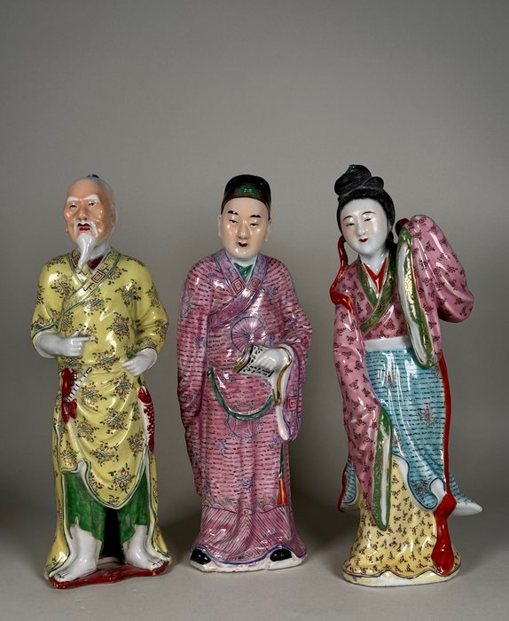 玩具人偶 - A set of three porcelain figures - 瓷 - 中国