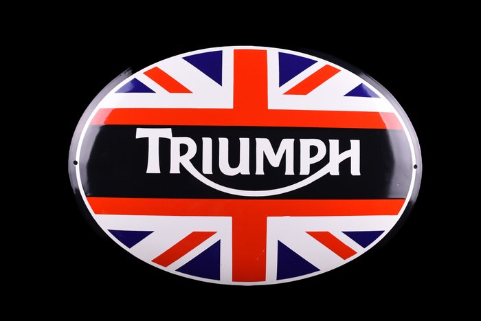 Sign - Triumph - Union Jack Triumph enamel sign