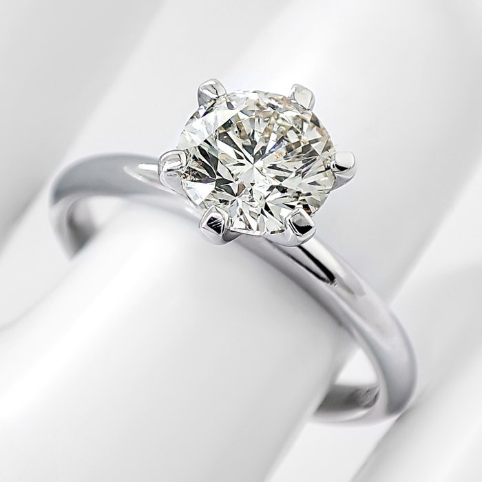 Zonder Minimumprijs - 1.12 Carat K/SI2 Diamond Solitaire - Ring - 14 karaat Witgoud Diamant  (Helderheid verbeterd) 