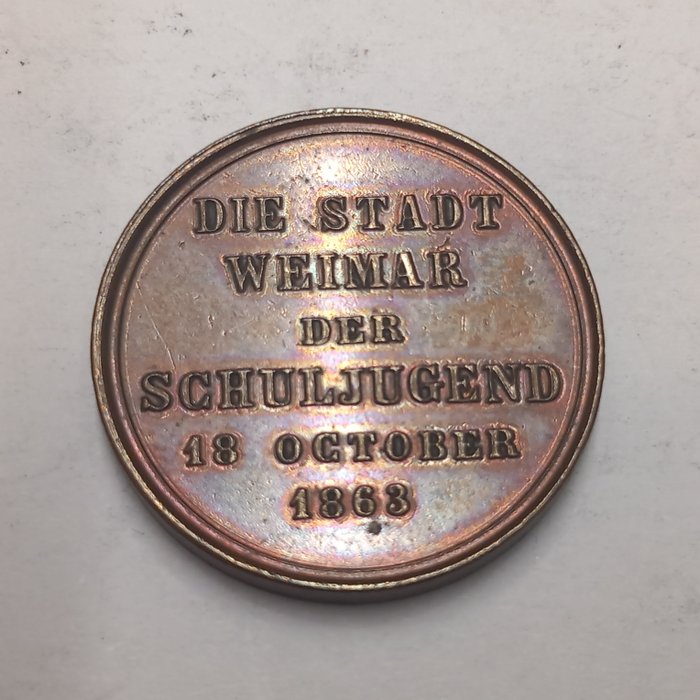 Allemagne, Saxe-Albertine. Medaille 50. Jahre Befreiungskrieg Weimar 1863  (Sans Prix de Réserve)