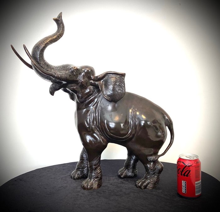 Sculpture, Groot beeld van een Olifant - 53 cm - Bronze - Pas de prix de réserve
