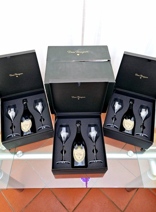 2013 Dom Pérignon, Special Giftbox including 2 glasses by Riedel - Champagne Brut - 3 Flasker  (0,75 l)