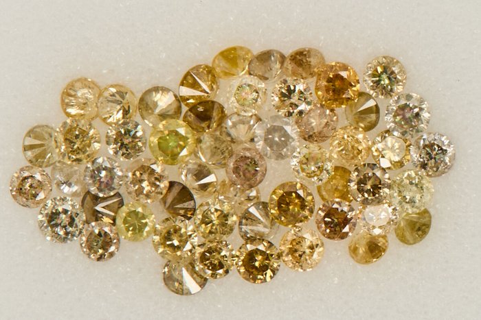 53 pcs Diamants - 0.88 ct - Rond - NO RESERVE PRICE - Fancy Mix Yellow - I1, I2, SI1, SI2, I3