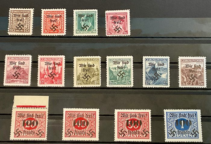 蘇台德區 1938 - 倫堡 - 僅帶有格子郵票和 4 張照片短發現蓋章，完好無損** - Michel