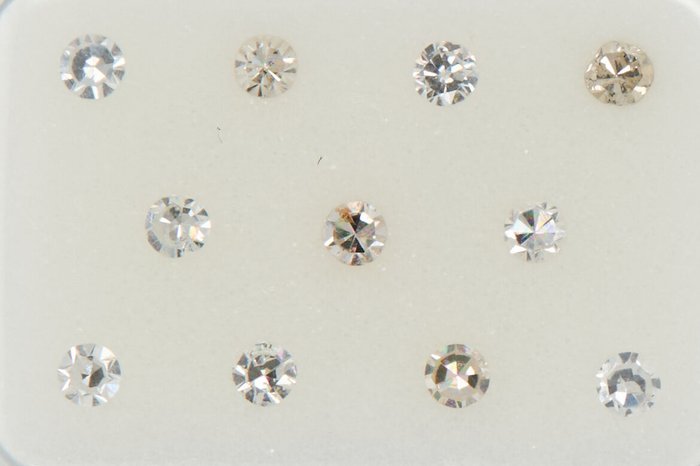 11 pcs 鑽石 - 0.39 ct - 圓形混合切割 - NO RESERVE PRICE - F - I - I1, I2, SI1, SI2, I3