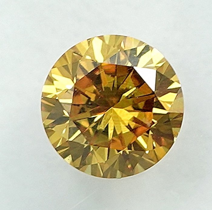 钻石 - 0.37 ct - 明亮型 - Natural Fancy Intense Yellow - VS2 轻微内含二级