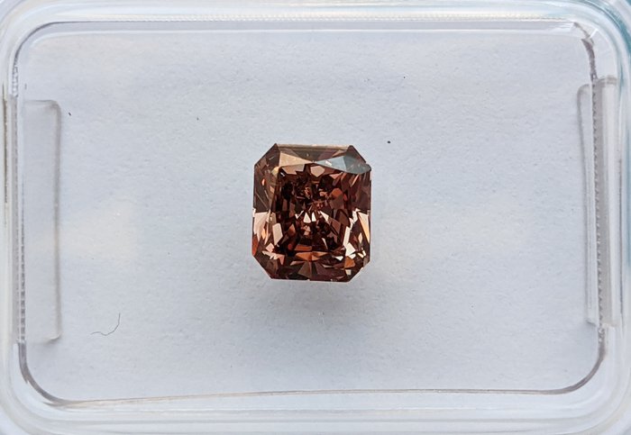 钻石 - 0.83 ct - 矩形的 - 中彩褐带粉 - SI1 微内含一级, No Reserve Price