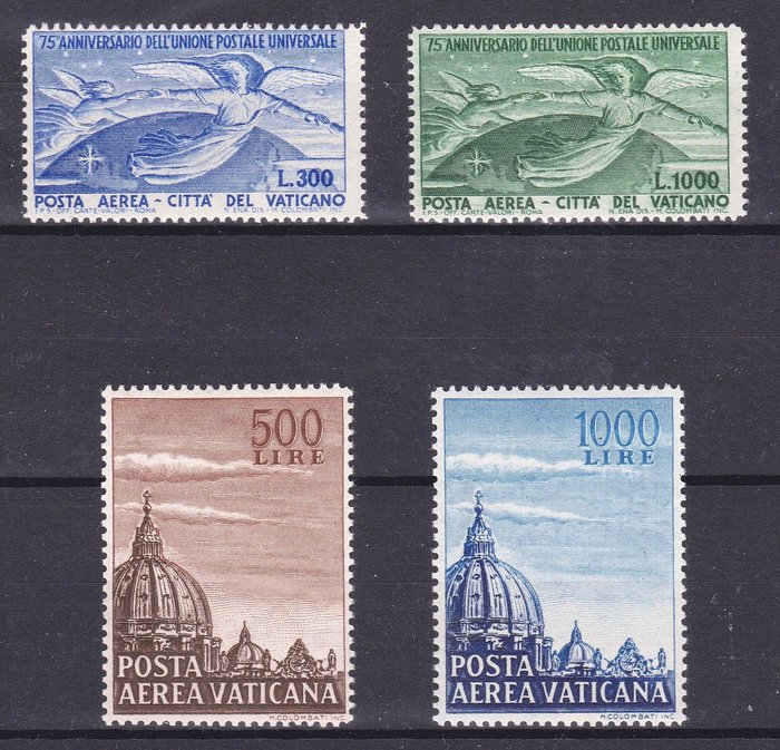 梵蒂冈城 1949/1953 - 空邮整套万国邮联和圣彼得圆顶全新邮票** - Sassone N 18/19 e 22/23