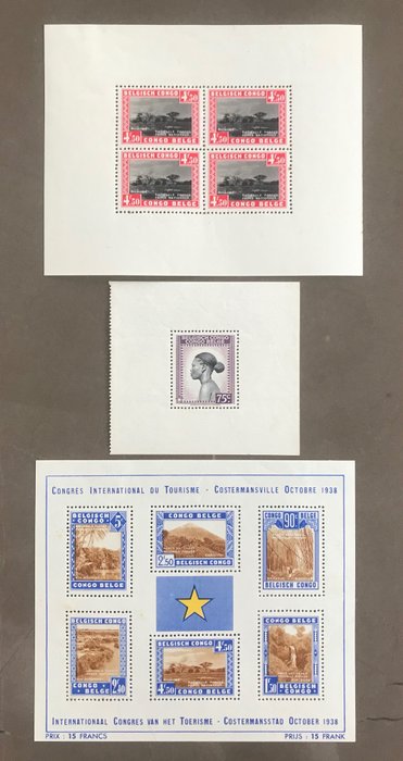 Belga Kongó 1937/1943 - 1., 2. és 4. blokk - Nationale Parken en Messages