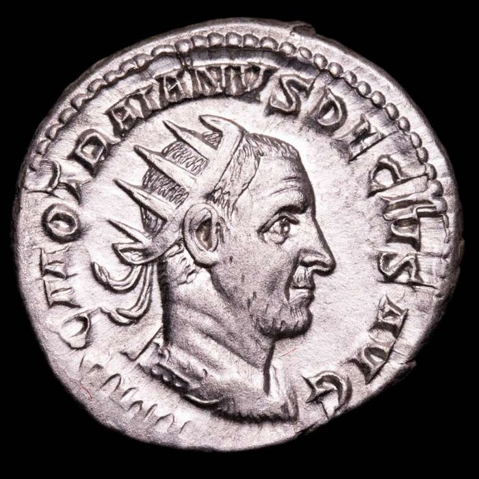 Romarriket. Trajan Decius (AD 249-251). Antoninianus Rome mint. DACIA. Dacia, wearing long robes, standing left, holding vertical staff with ass’s head.  (Ingen mindstepris)