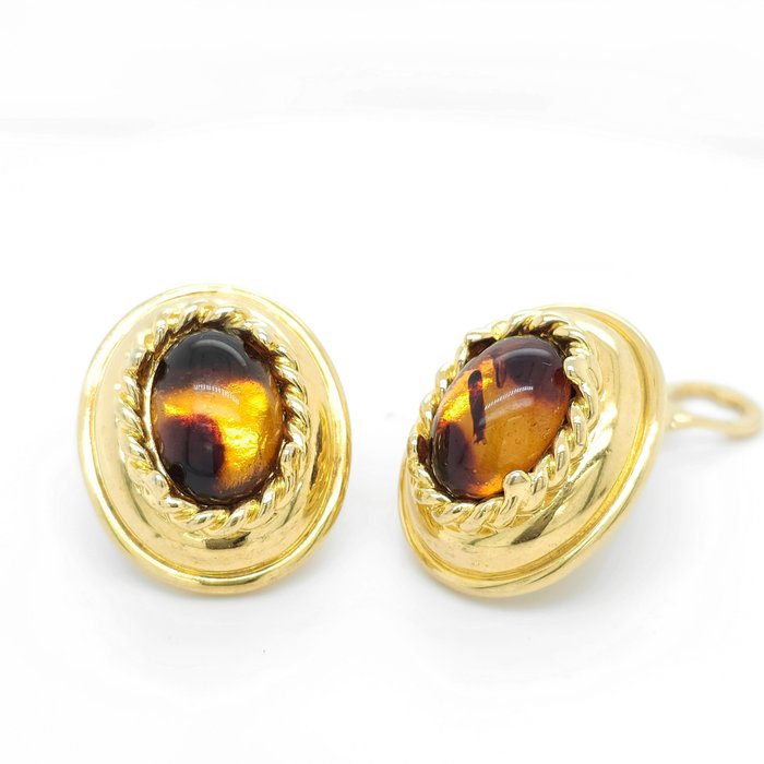MONET Vintage Faux Amber Chunky Cocktail Clip On Earrings - 鍍金 - Cocktail耳環