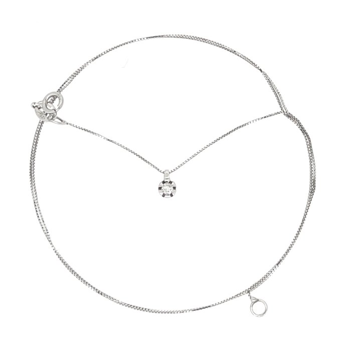 Ohne Mindestpreis - Halskette mit Anhänger - 18 kt Weißgold -  0.03 tw. Diamant 