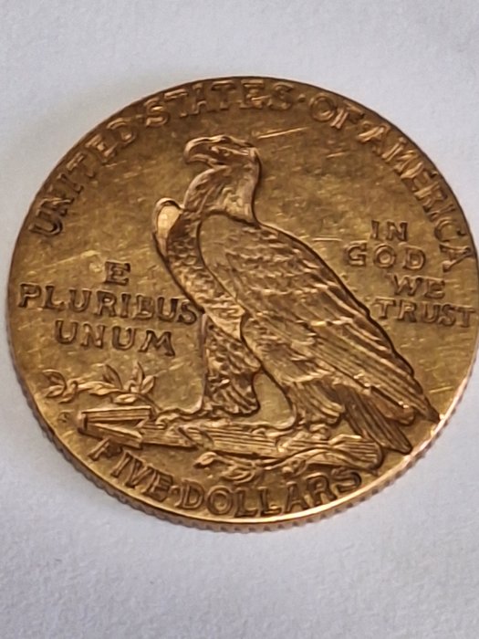 Förenta staterna. Gold Indian Head $5 Half Eagle 1909-S  (Ingen mindstepris)