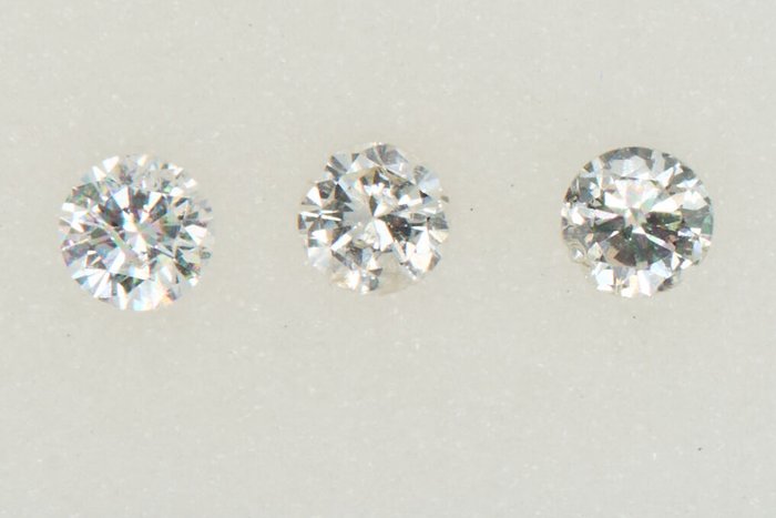 3 pcs 鑽石 - 0.27 ct - 圓形的 - NO RESERVE PRICE - G - H - I1, I2, I3
