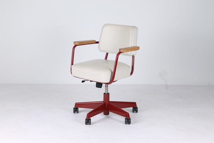 Vitra - Jean Prouvé - 办公椅 - 福特伊方向枢轴 - 皮革, 钢, 泡沫