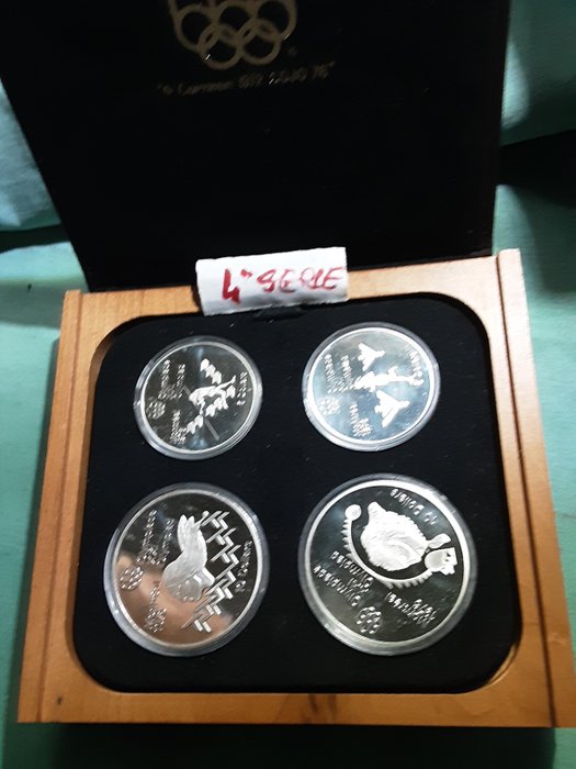 Canada. Elizabeth II. 1976 Montreal Olympics 4x Proof coin set in original case of issue (ASW 4.32oz, 134,37g pure silver)  (Ingen reservasjonspris)