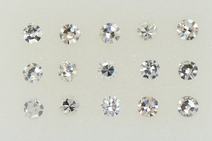 15 pcs 钻石 - 0.36 ct - 圆形混合切割 - NO RESERVE PRICE - F - I - I1 内含一级, SI1 微内含一级, SI2 微内含二级