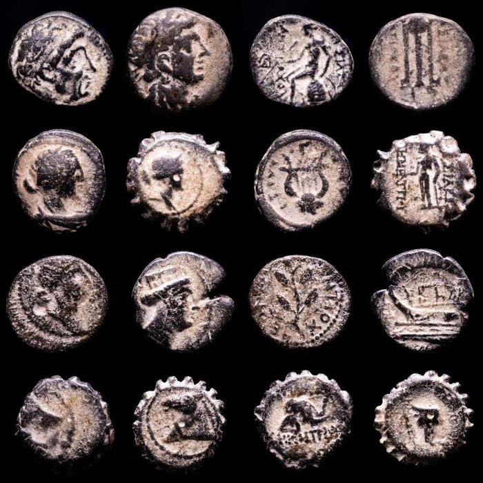 Reino Selêucida, 312-63 AC. Lot comprising eight (8) bronze coins Middle East, and at the height of its power included central Anatolia, the Levant, Mesopotamia,  (Sem preço de reserva)