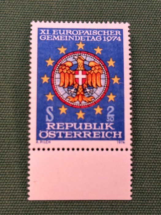 Austria 1974/1974 - 1974 Austria Municipalități europene Nou Neeliberat cu certificat - Catalogo Unificato n. 1279A