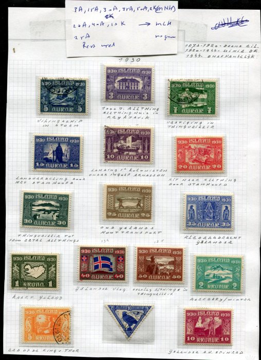 Island  - V006) Briefmarken 1930-1940 mit besseren Nummern auf 2 Fotos