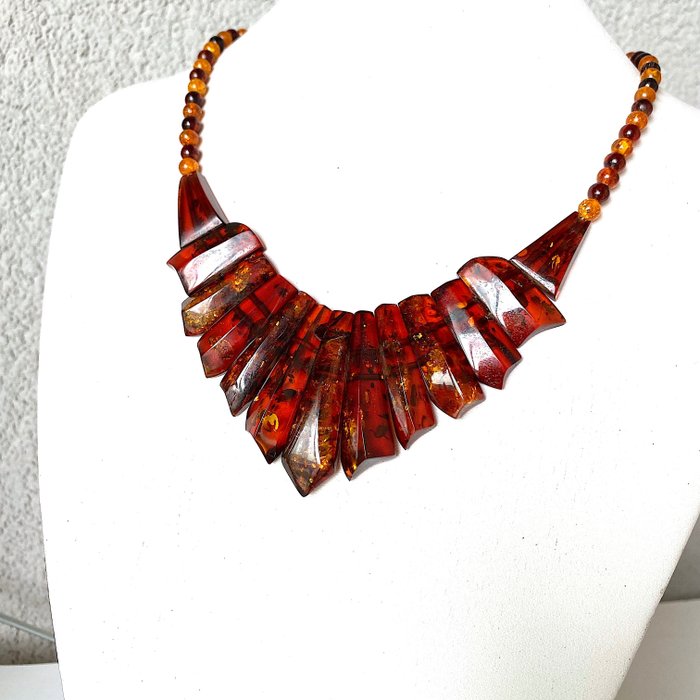 Genuine Baltic amber - old collar wide necklace - Amber - Succinite