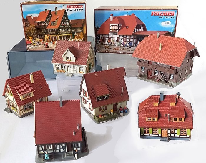 Faller, Kibri, Vollmer H0 - Paisaje de modelismo ferroviario (8) - 6 casas, construidas y 2 kits