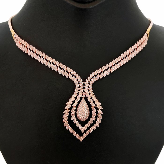Senza Prezzo di Riserva - IGI Certified 6.13 Carat Pink Diamonds - Collana - 14 carati Oro rosa 