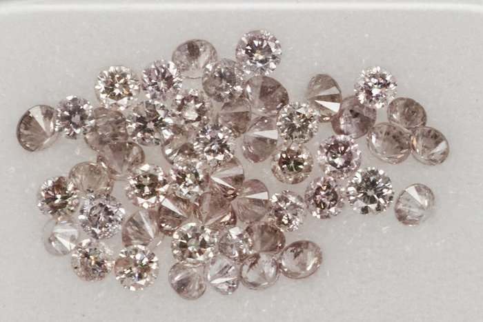 49 pcs Diamanter - 1.10 ct - Runda - NO RESERVE PRICE - Mix Brown - Pink* - I1, SI1, SI2, VS1, VS2