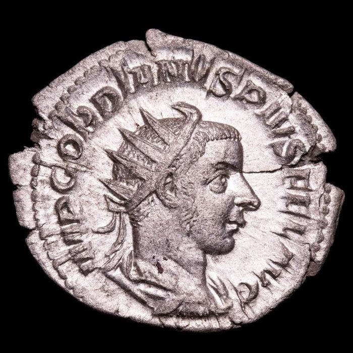Império Romano. Gordiano III (238-244 d.C.). Antoninianus Rome mint. AETERNITATI AVG, Sol standing facing, head left, holding globe and raising hand.  (Sem preço de reserva)